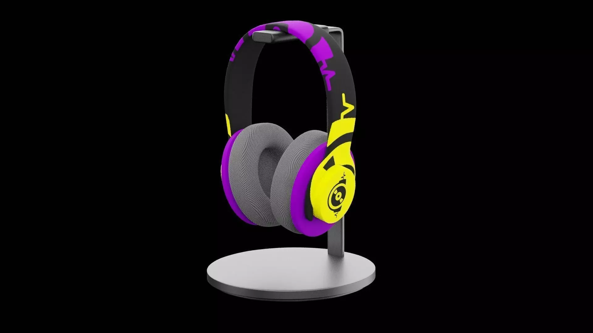Headphones on Stand Low-poly 3D model_0