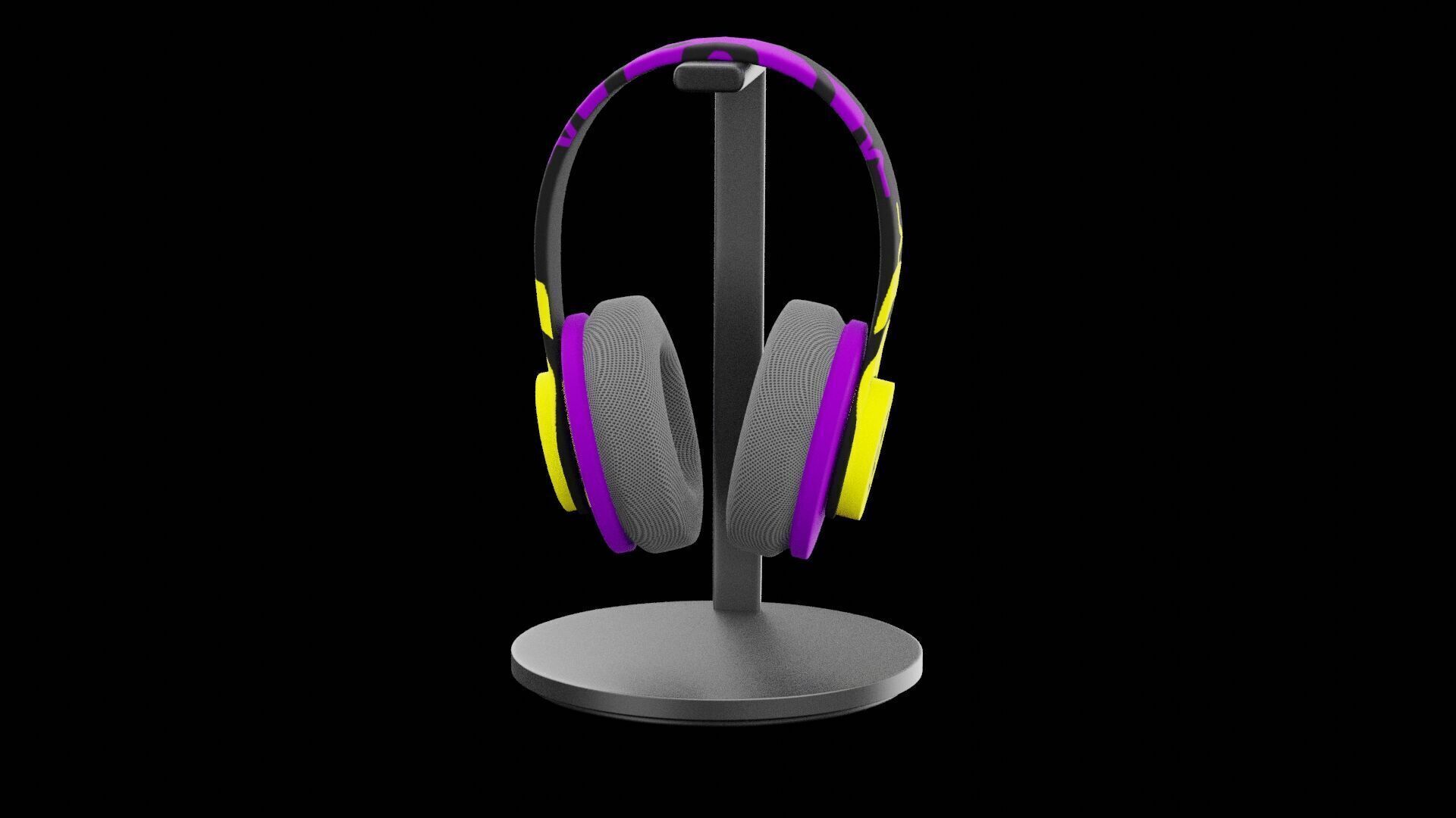 Headphones on Stand Low-poly 3D model_3