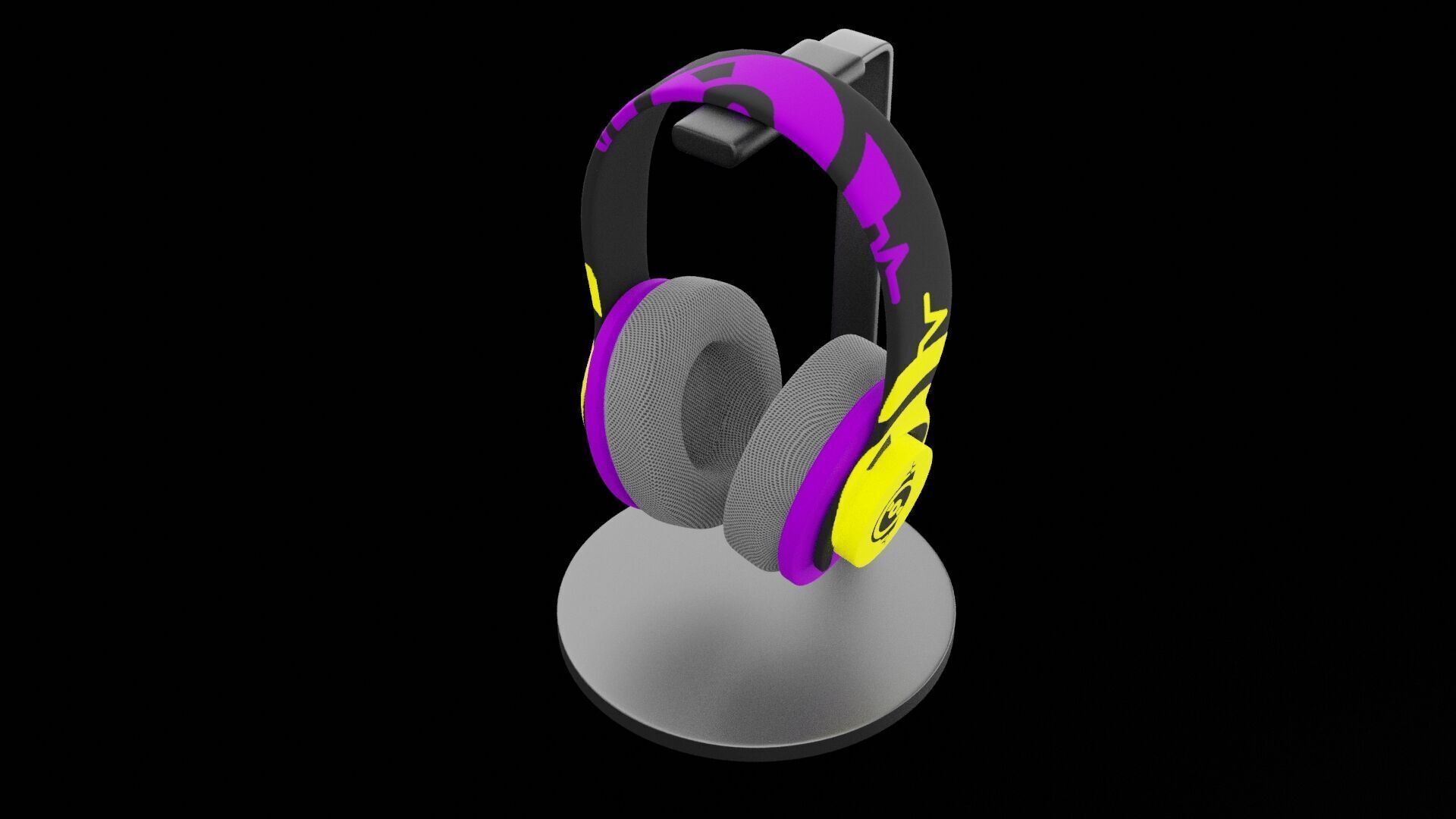 Headphones on Stand Low-poly 3D model_6