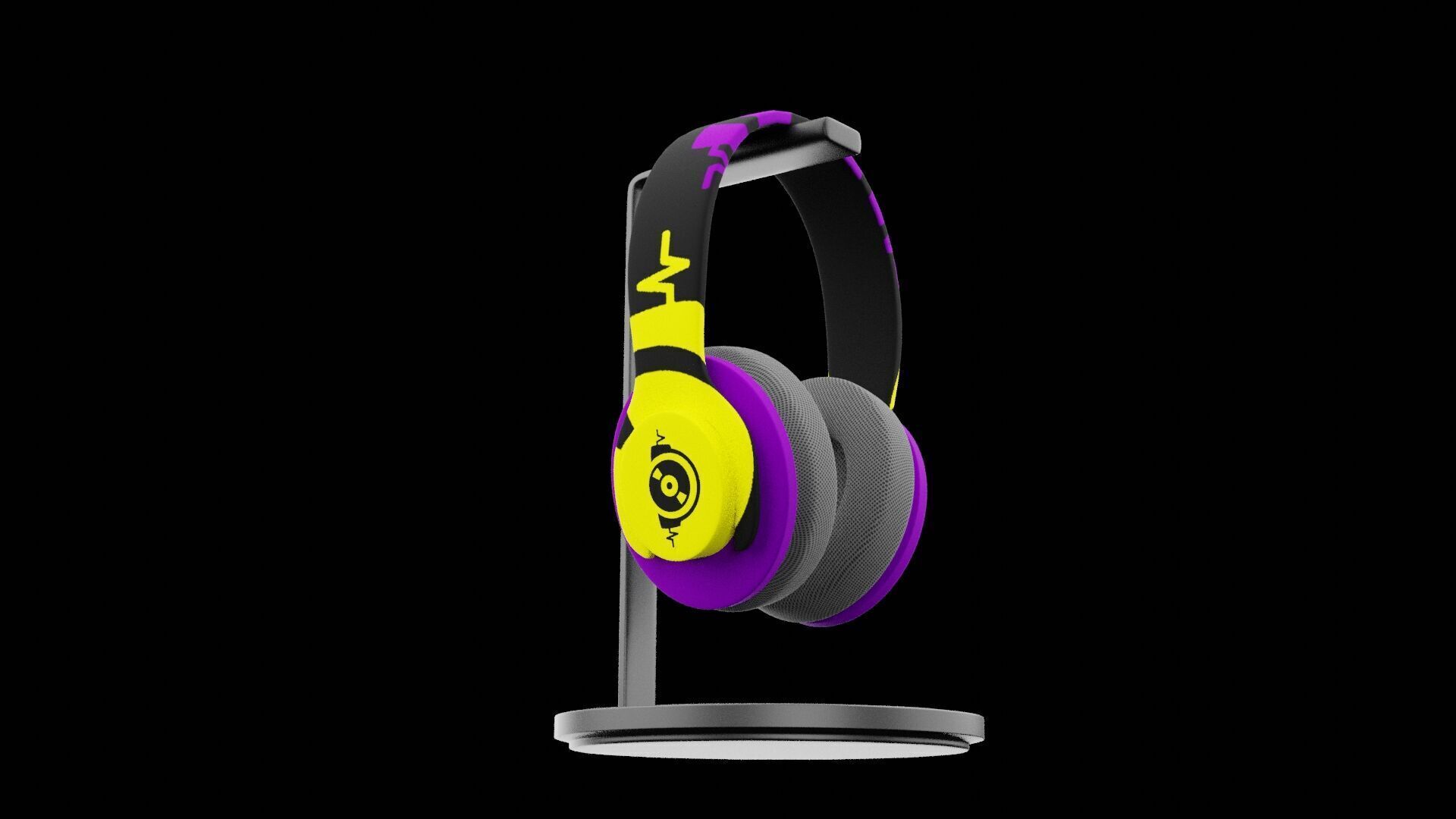 Headphones on Stand Low-poly 3D model_5