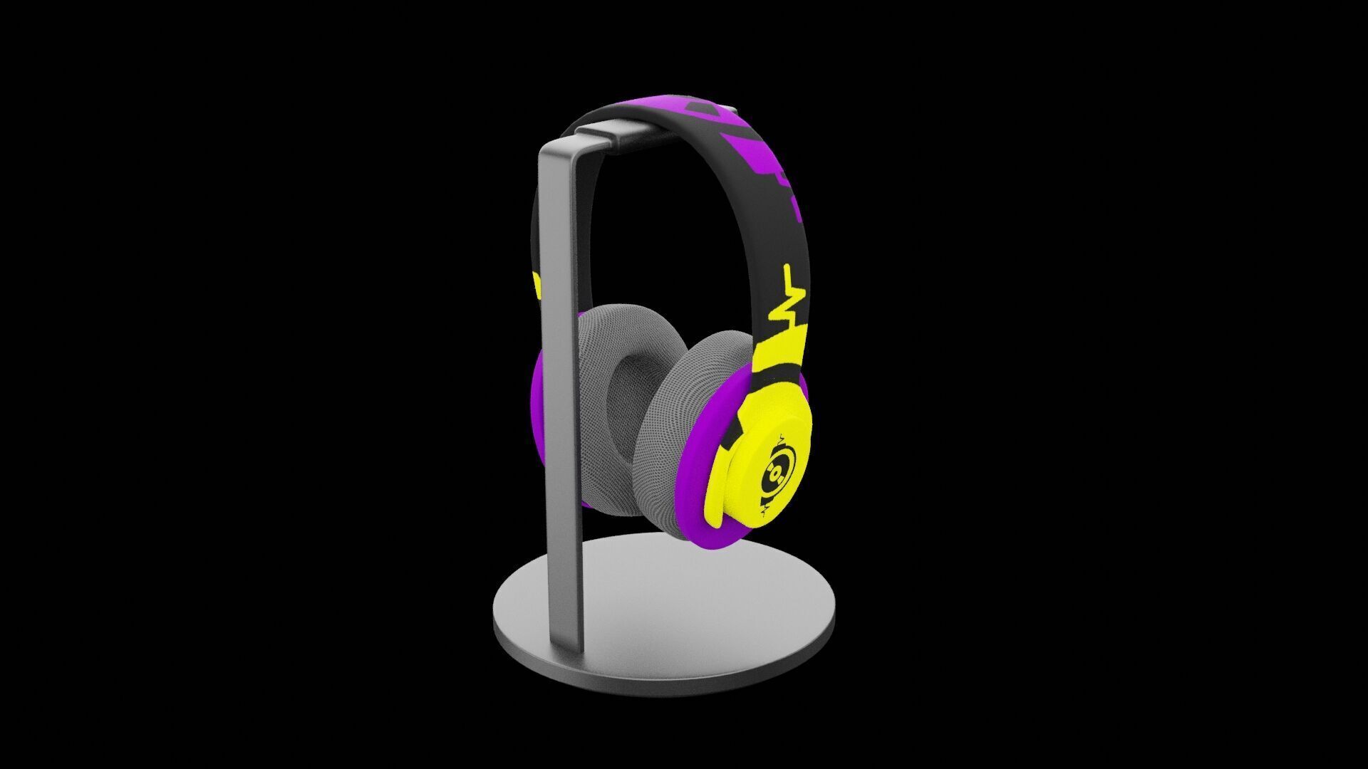 Headphones on Stand Low-poly 3D model_7