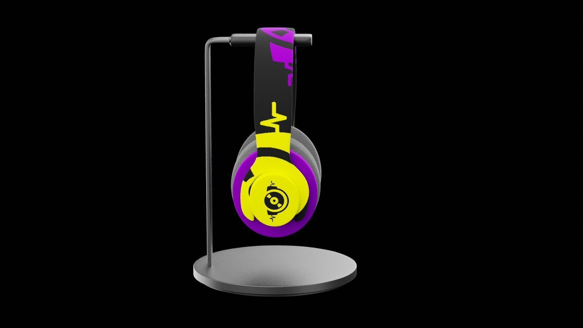 Headphones on Stand Low-poly 3D model_2