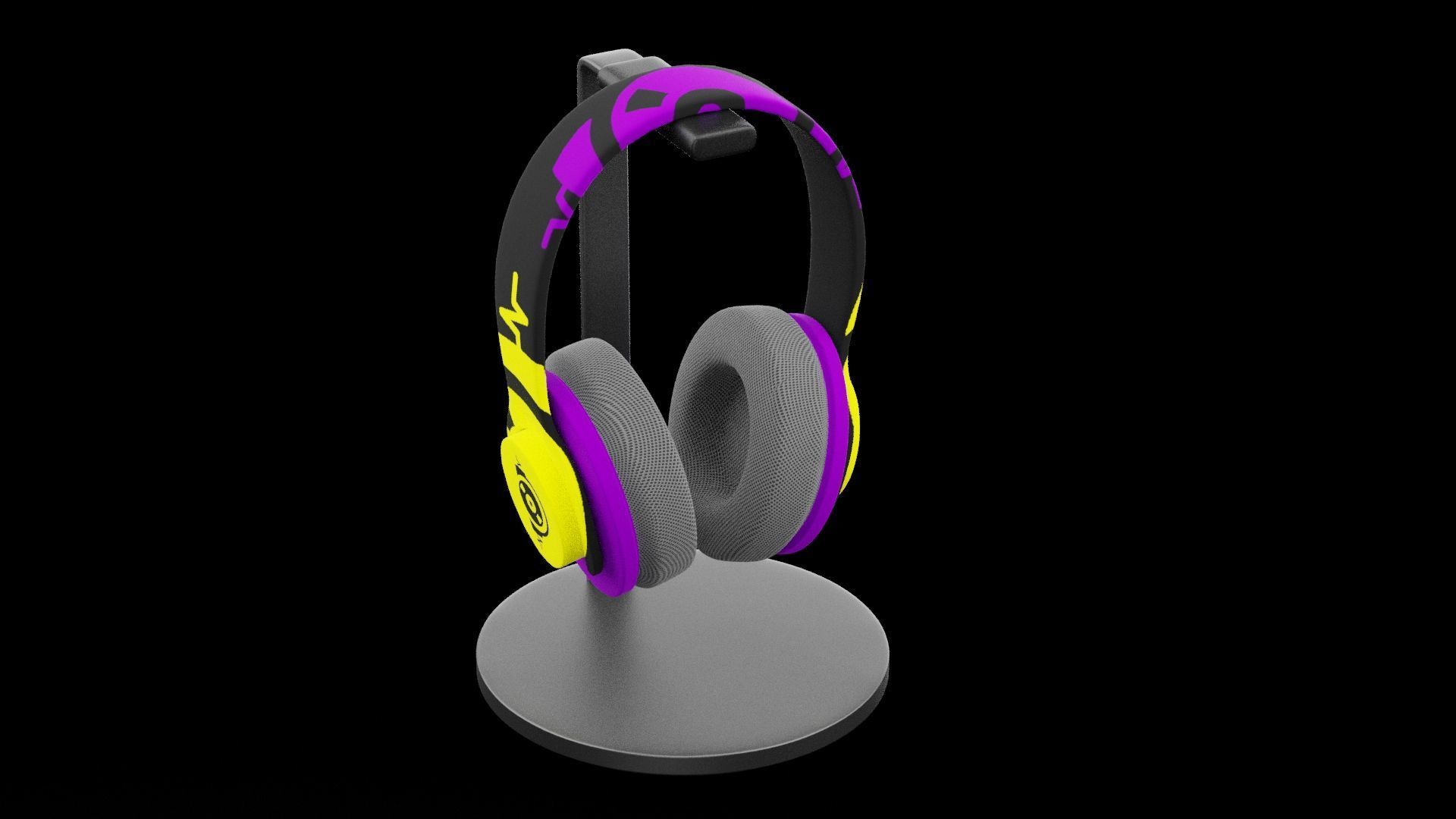 Headphones on Stand Low-poly 3D model_1