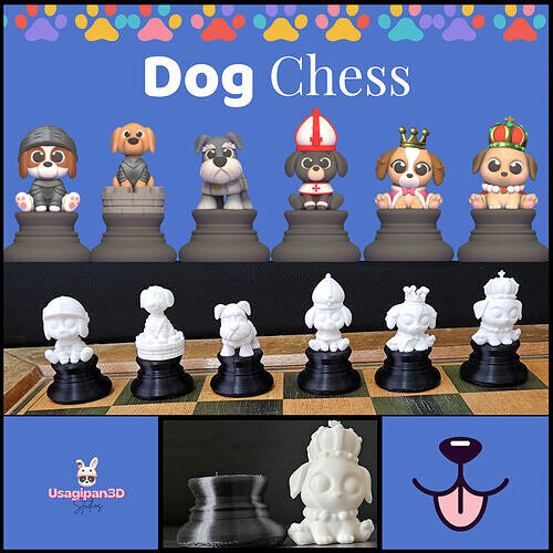 Cute Dog Chess 3D print model