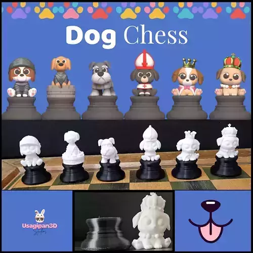 Cute Dog Chess 3D print model