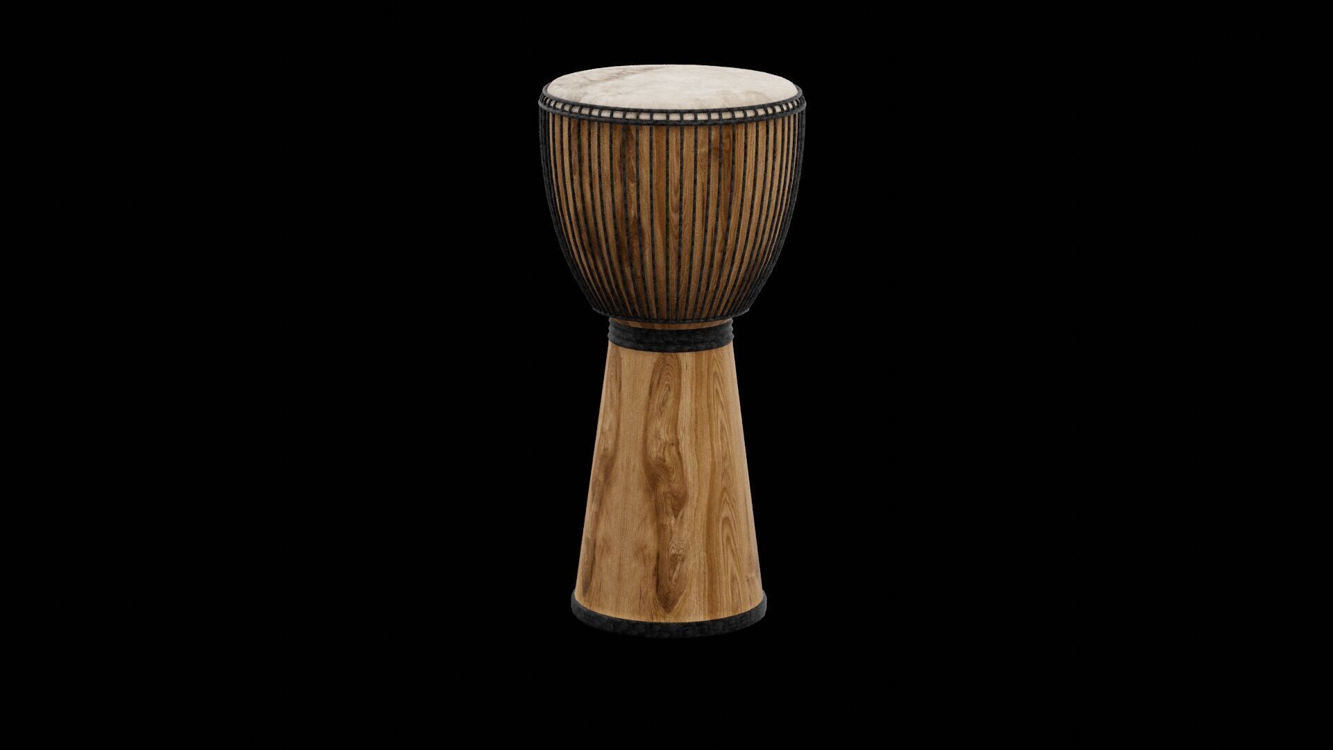 Djembe Drum Instrument Low-poly 3D model_2