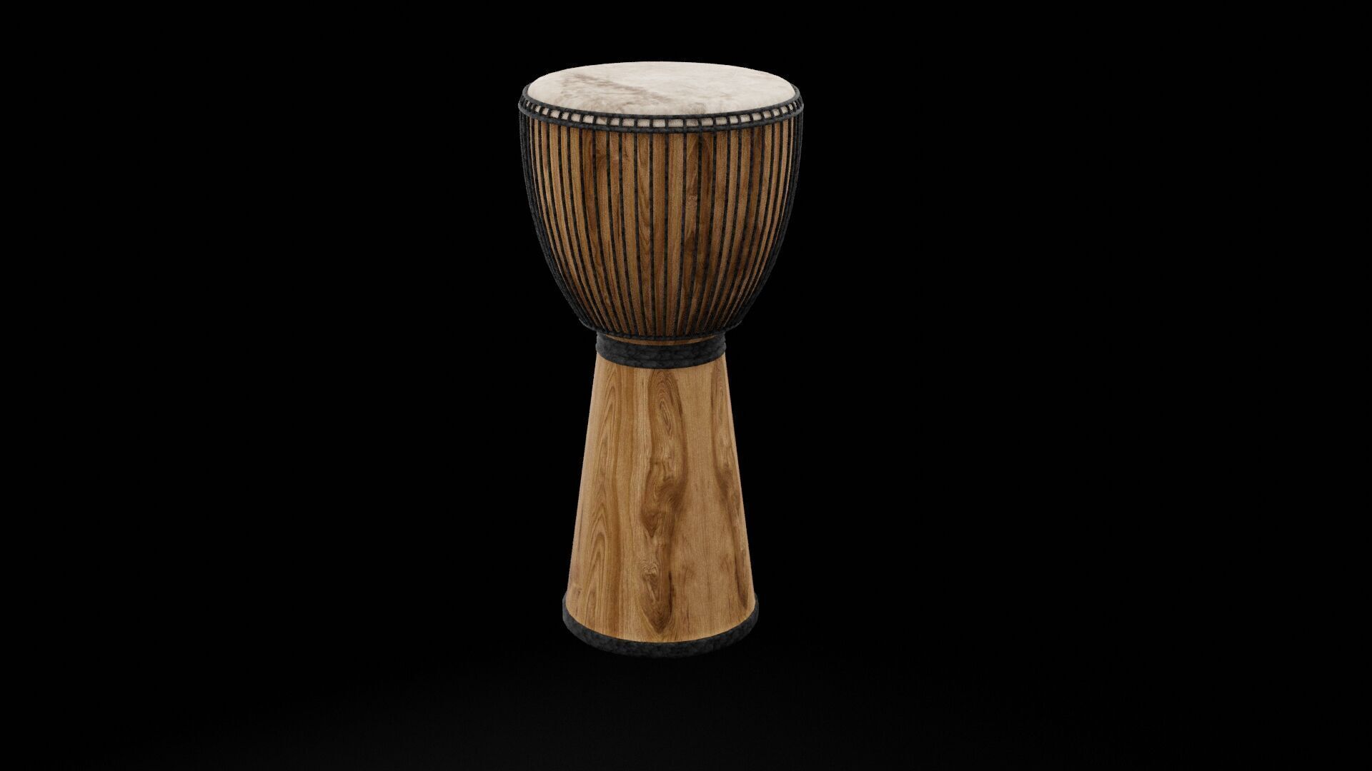 Djembe Drum Instrument Low-poly 3D model_5