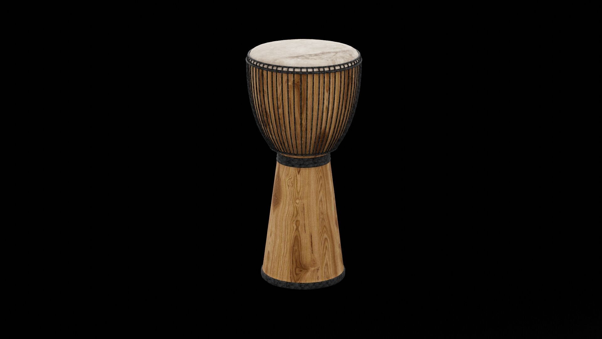 Djembe Drum Instrument Low-poly 3D model_3