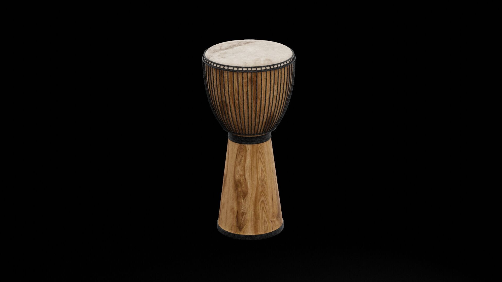 Djembe Drum Instrument Low-poly 3D model_4