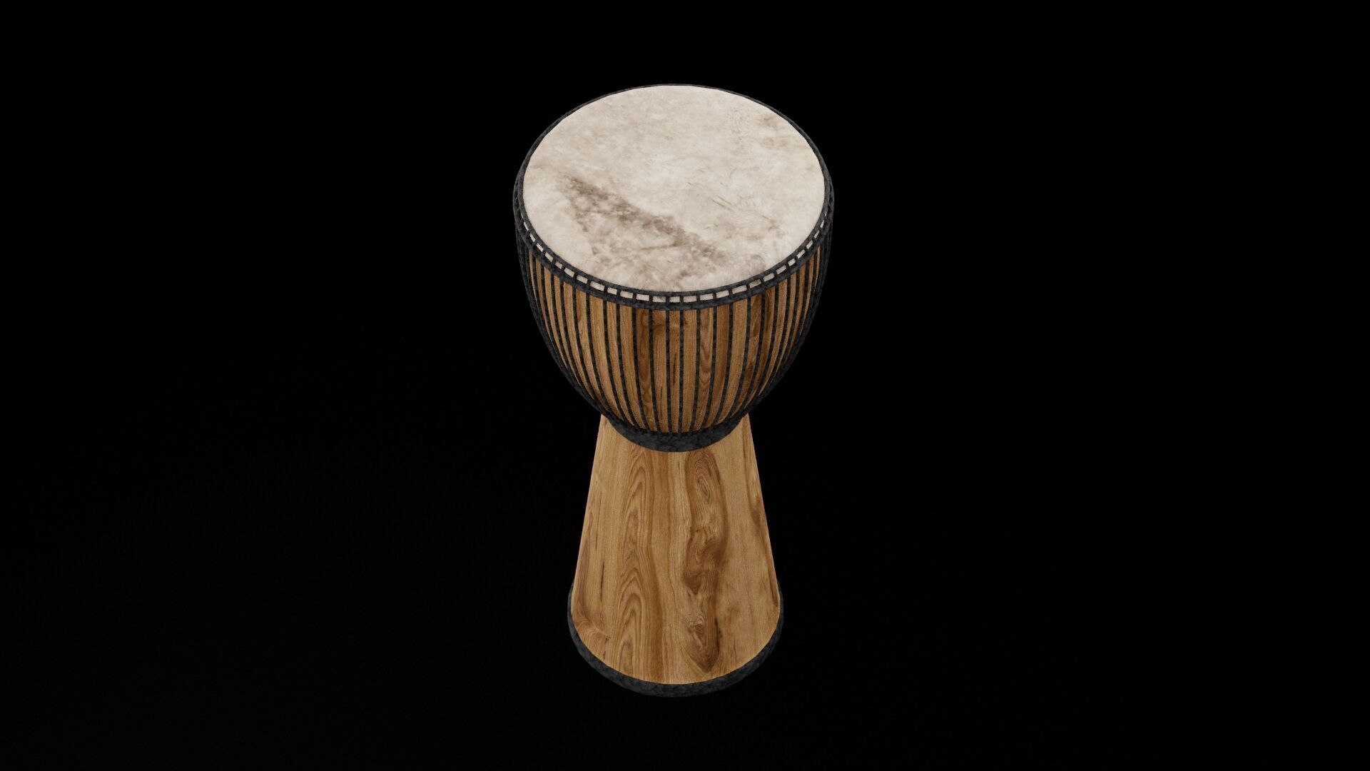 Djembe Drum Instrument Low-poly 3D model_1