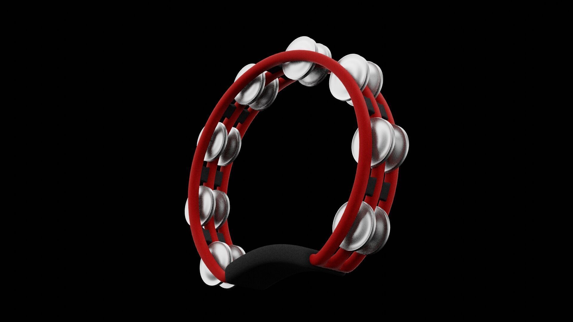Red Tambourine Low-poly 3D model_5