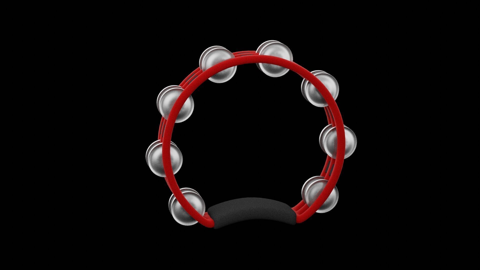 Red Tambourine Low-poly 3D model_1