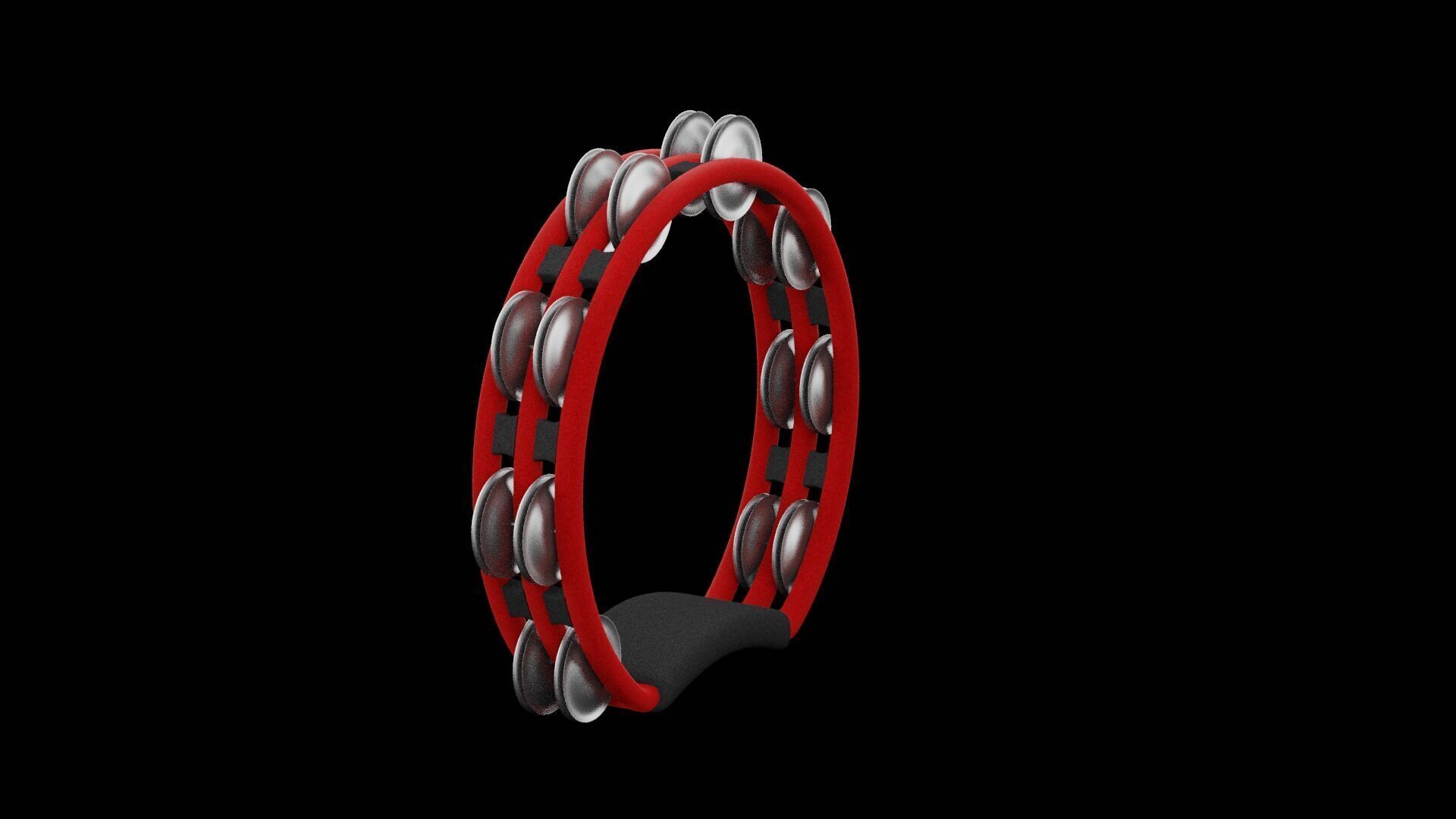 Red Tambourine Low-poly 3D model_3