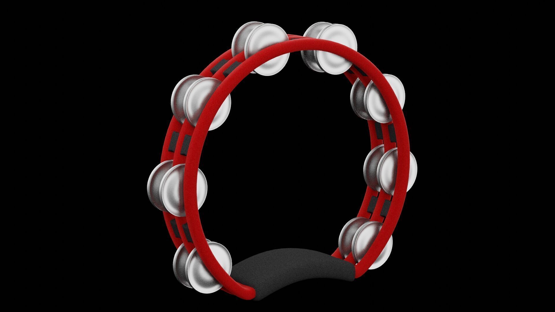 Red Tambourine Low-poly 3D model_4