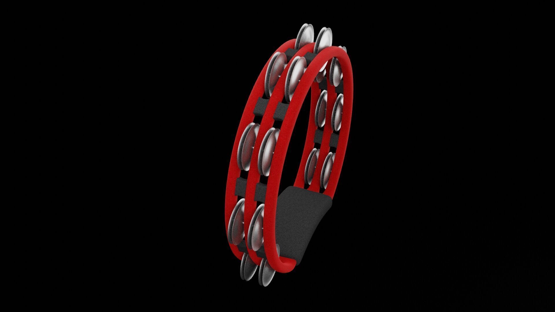 Red Tambourine Low-poly 3D model_6