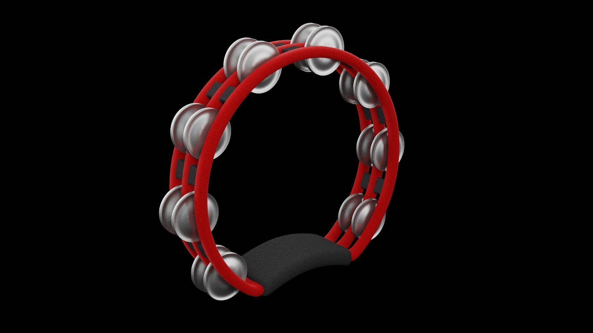 Red Tambourine Low-poly 3D model_7