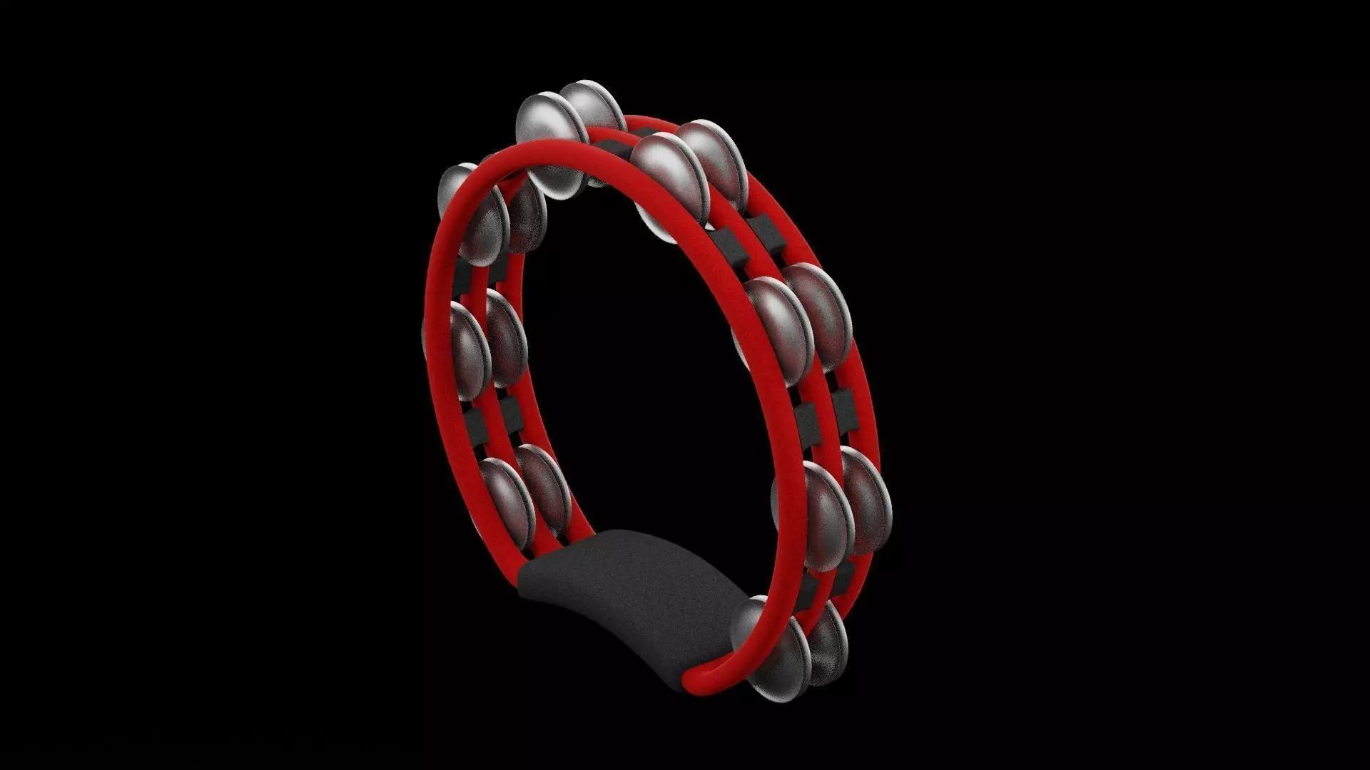 Red Tambourine Low-poly 3D model_0