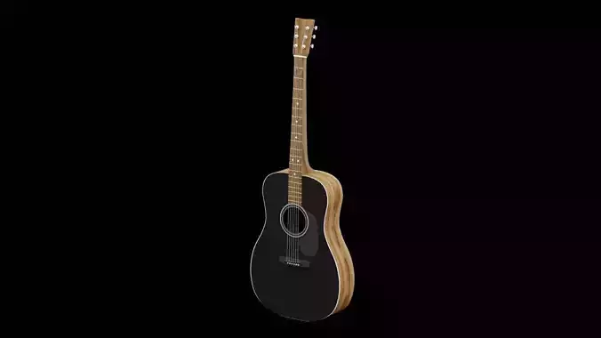 Acoustic Guitar Low-poly 3D model