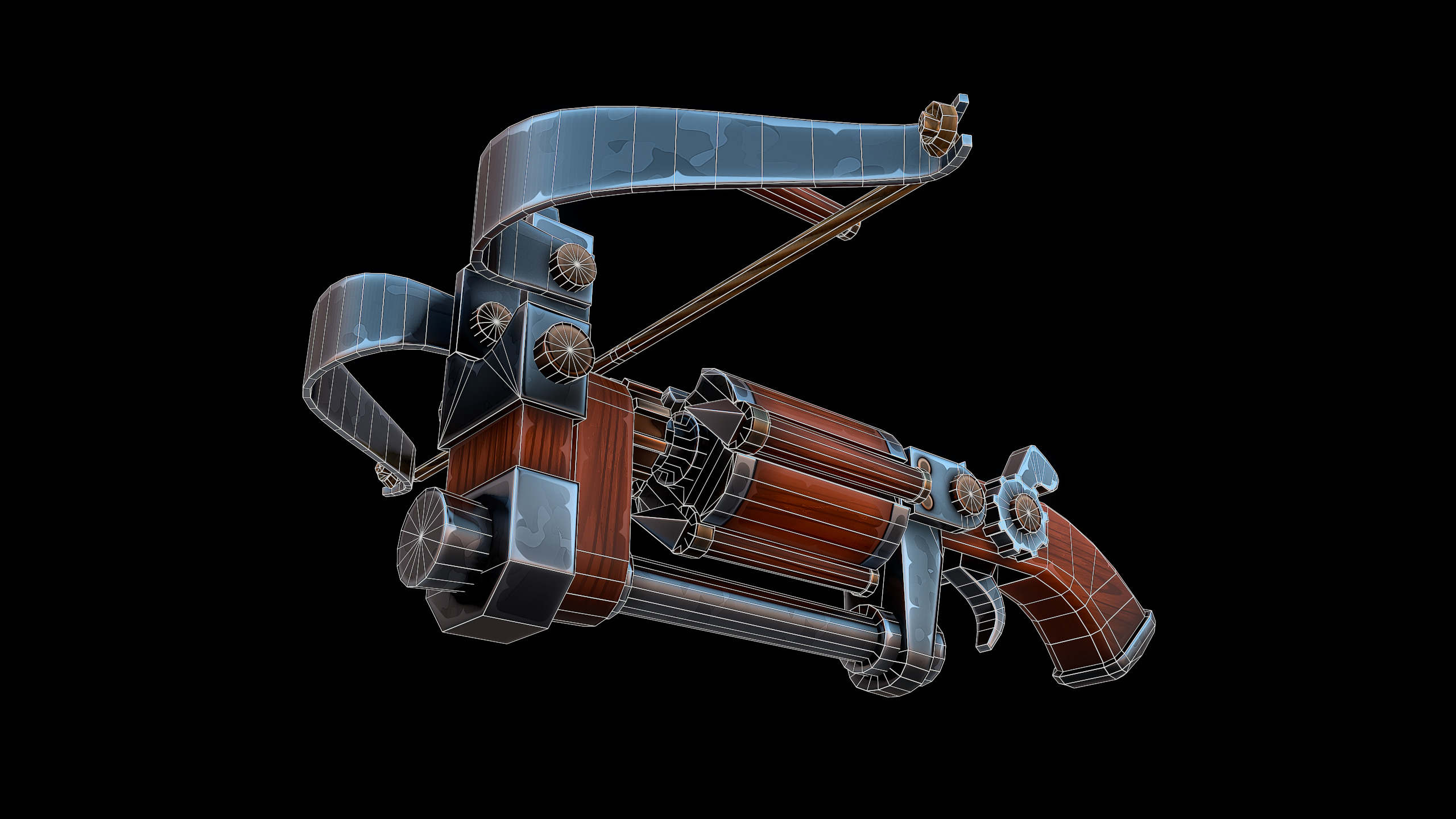 Stylized Drum Crossbow Low-poly 3D model_12