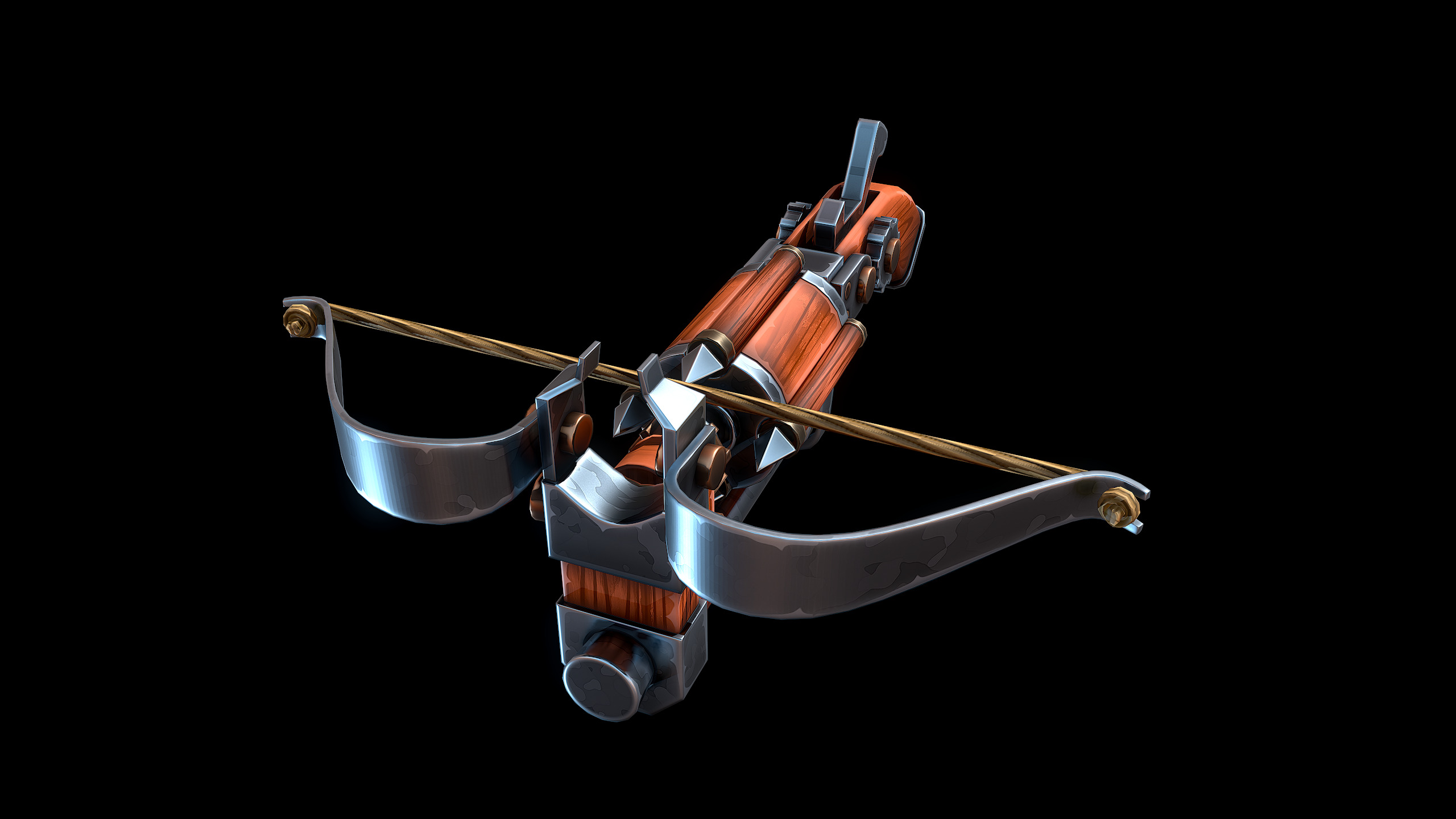 Stylized Drum Crossbow Low-poly 3D model_5