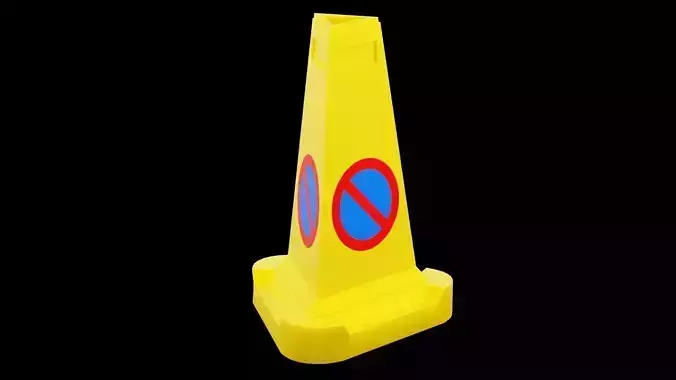 Yellow Cone Police Low-poly 3D model