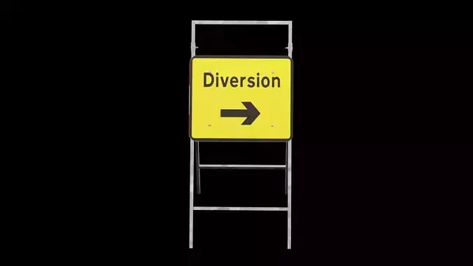 Diversion Road Sign Low-poly 3D model