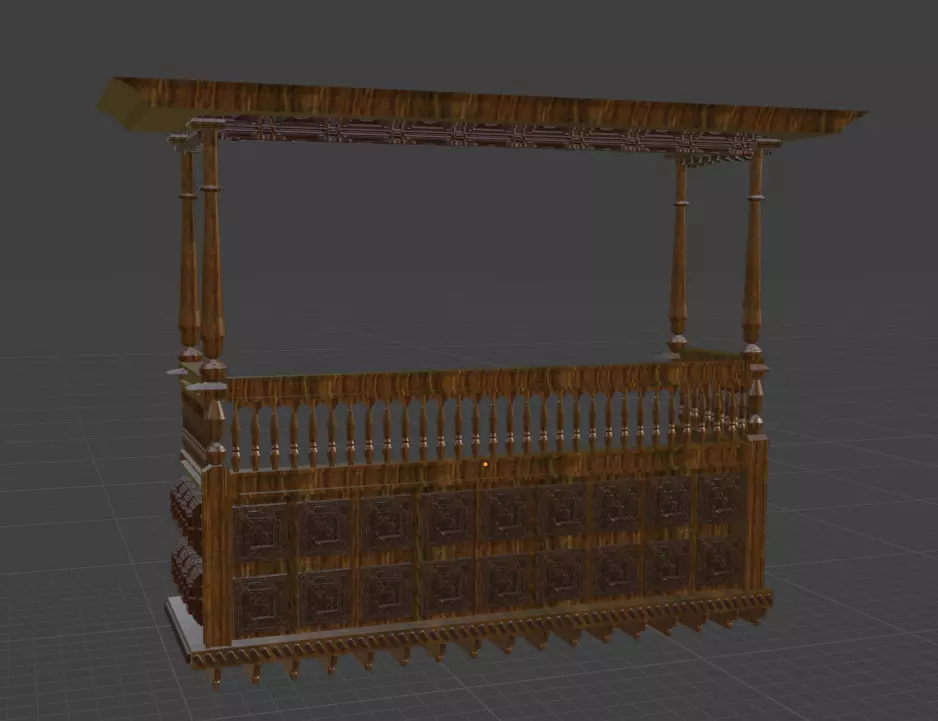 wooden balcony 3D model_0