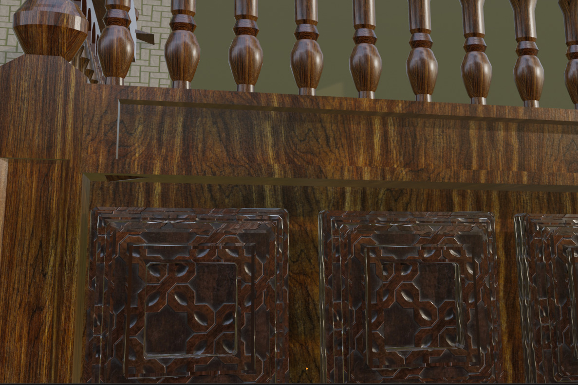 wooden balcony 3D model_3