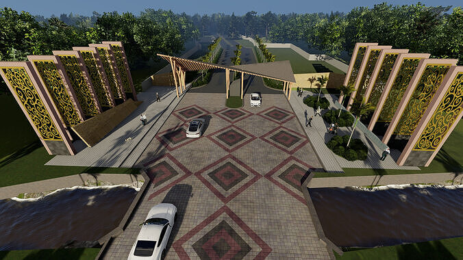 Modern Residential Entrance Gate  SketchUp Lumion Files 3D model