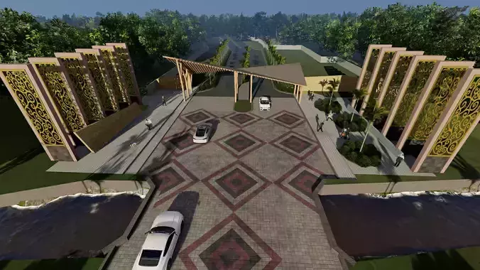 Modern Residential Entrance Gate  SketchUp Lumion Files