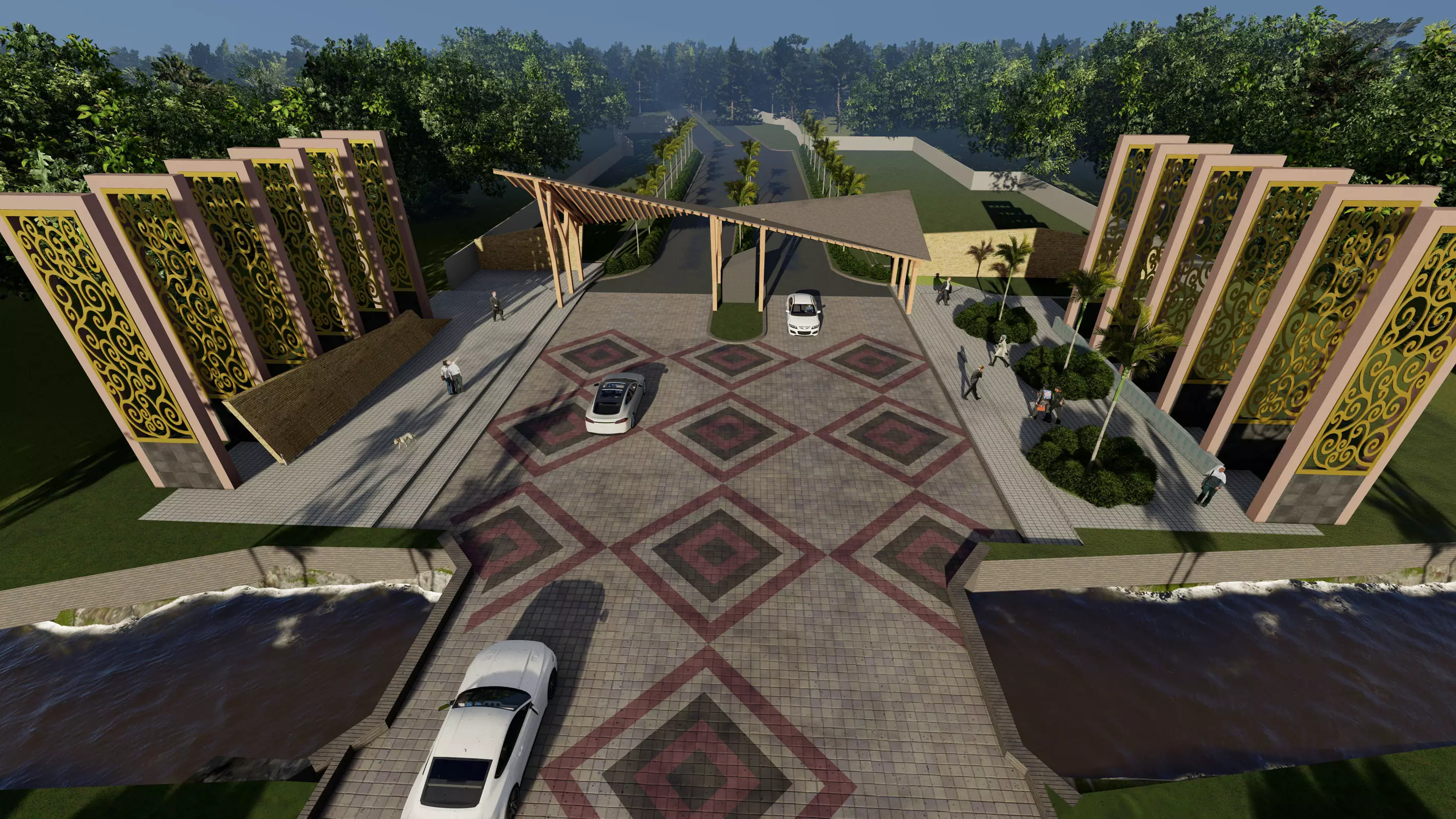 Modern Residential Entrance Gate SketchUp Lumion Files 3D model_0