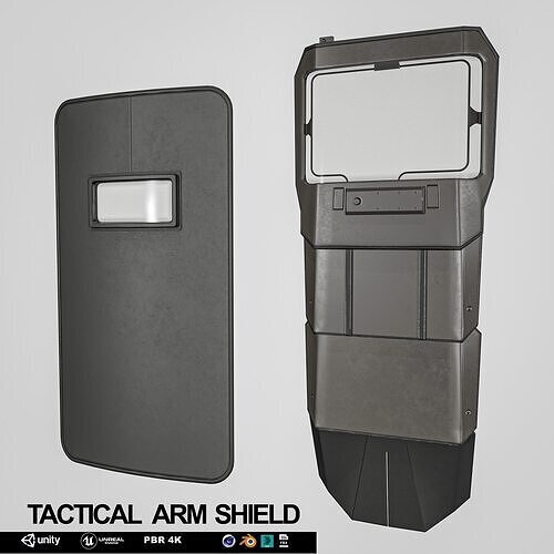 Tactical Arm Shield 2 Types Low-poly 3D model