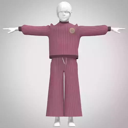girls Tracksuits rigged 3d model Low-poly 3D model