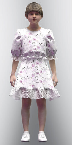 girls lace dress 3d model Rigged  Low-poly 3D model