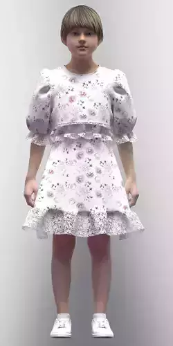 girls lace dress 3d model Rigged 