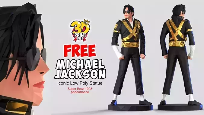 Michael Jackson Iconic Low Poly Statue Free size Free 3D print model