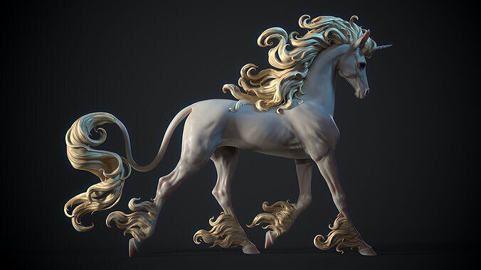 Unicorn horse running  - 3D Sculpting 3D print model