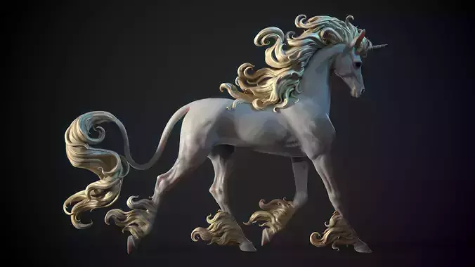 Unicorn horse running  - 3D Sculpting 3D print model