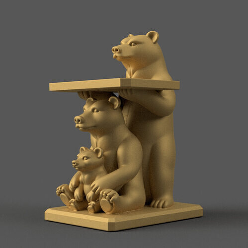 Cute Bear Family Stand Side Table 3D print model