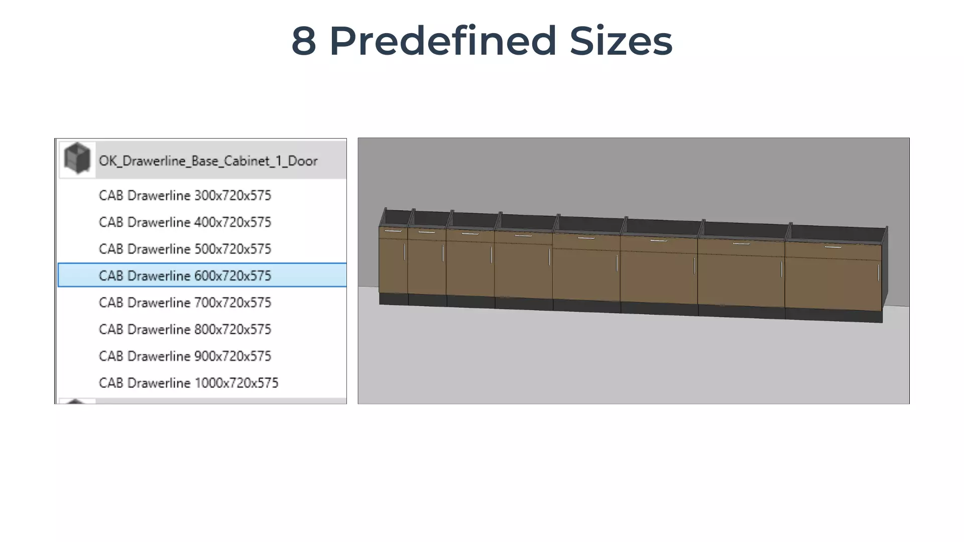 DRAWERLINE SINGLE DOOR BASE Cabinet Revit Family UK Parametric 3D model_1