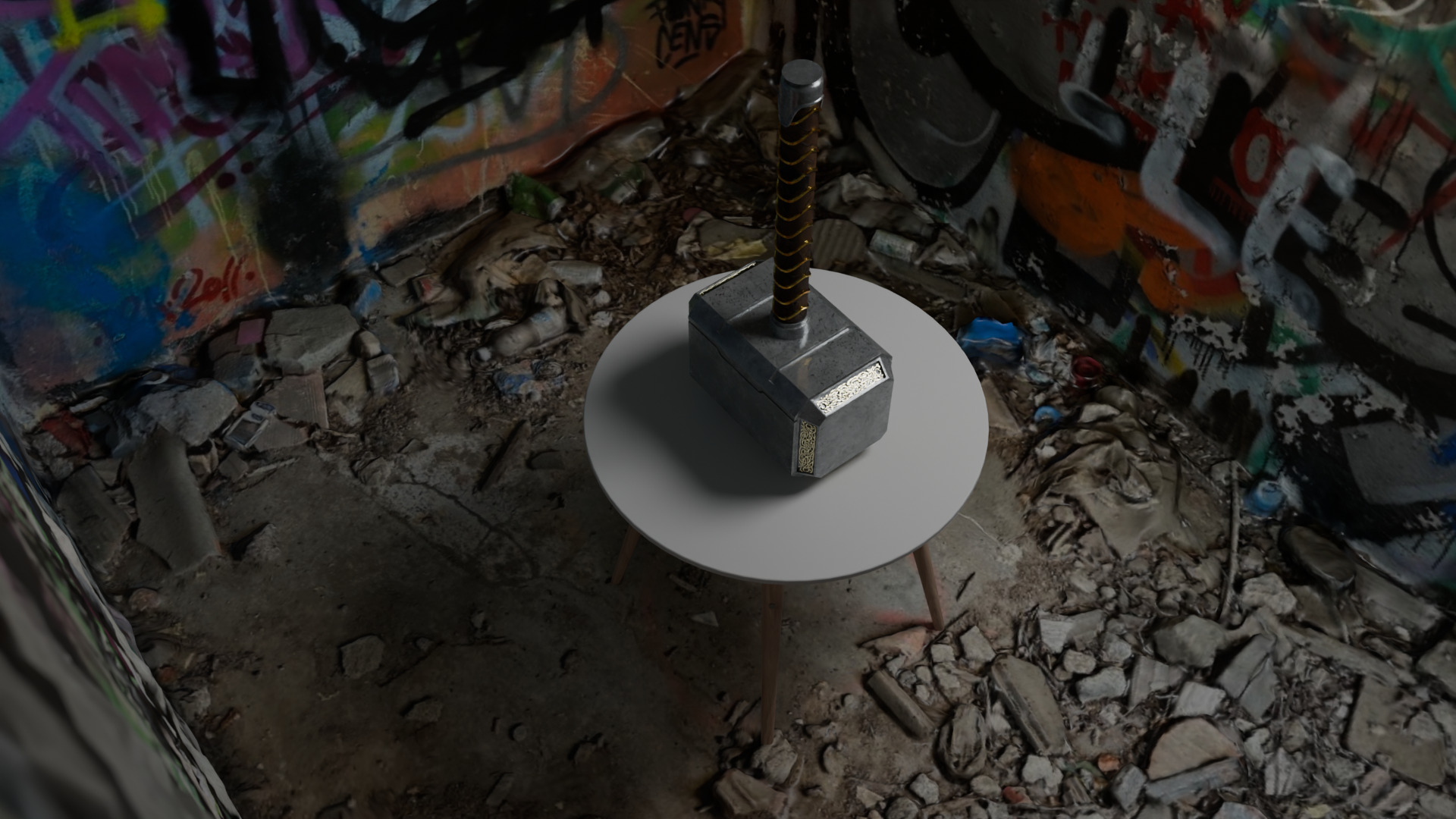 Thor Hammer Low-poly 3D model_8