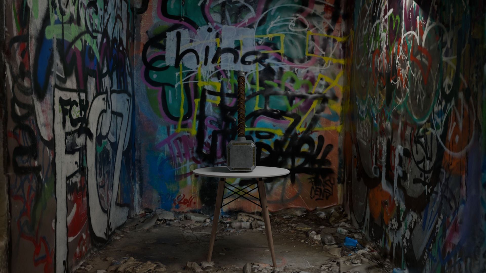 Thor Hammer Low-poly 3D model_9