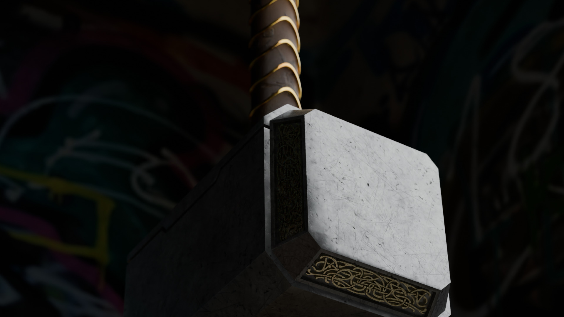 Thor Hammer Low-poly 3D model_3