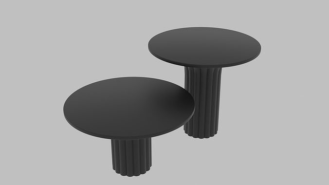 Coffee rounded black tables for decoration Low-poly 3D model
