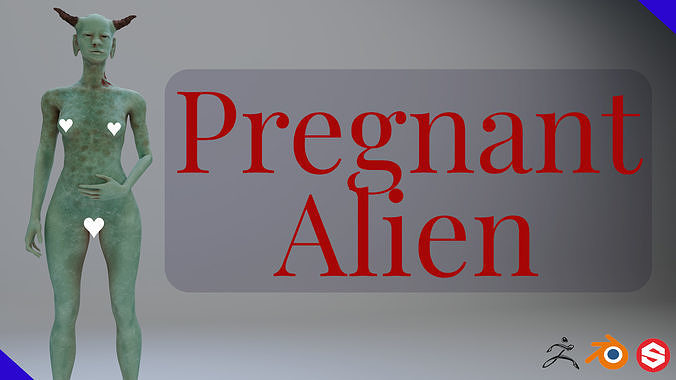 Pregnant Alien wounded in battle and Rigged 3D model