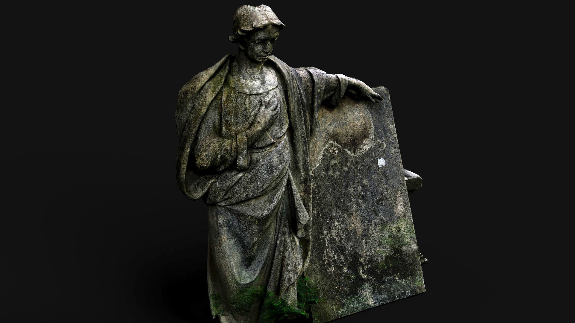 cemetery figure mossy tomb graveyard PBR photogrammetry Low-poly 3D model_1