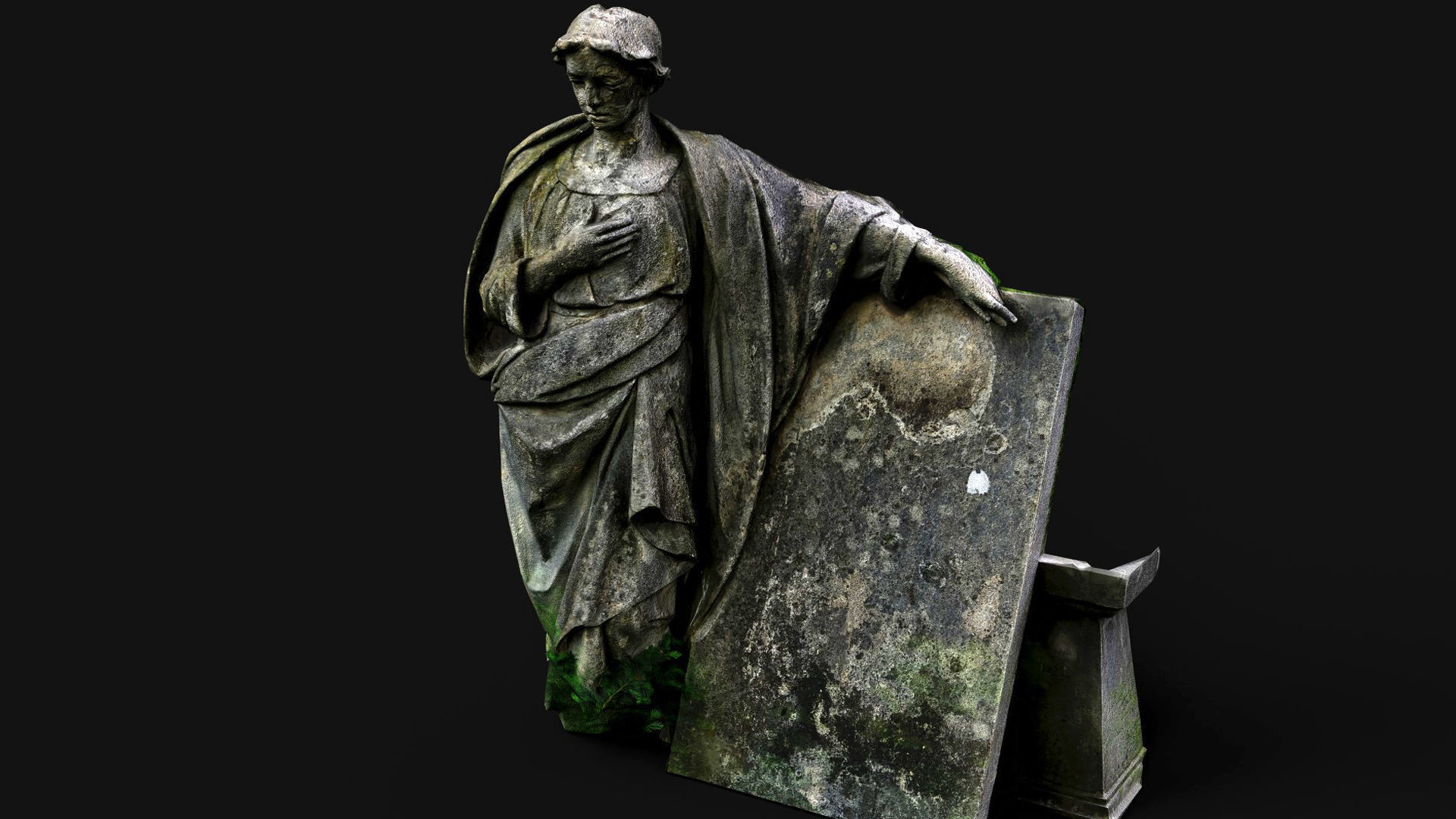cemetery figure mossy tomb graveyard PBR photogrammetry Low-poly 3D model_2