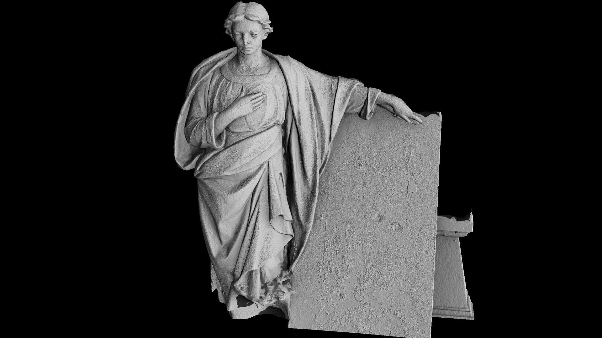 cemetery figure mossy tomb graveyard PBR photogrammetry Low-poly 3D model_6