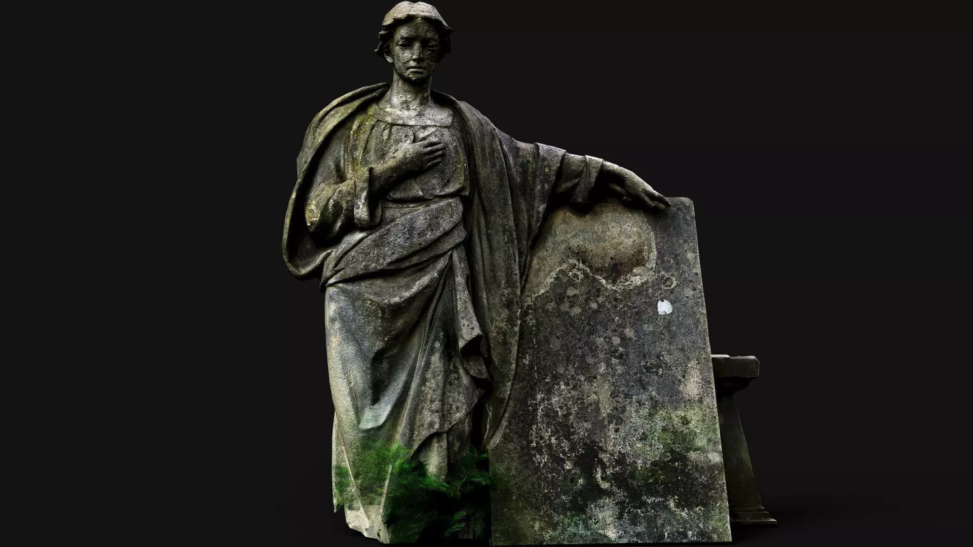 cemetery figure mossy tomb graveyard PBR photogrammetry Low-poly 3D model_0