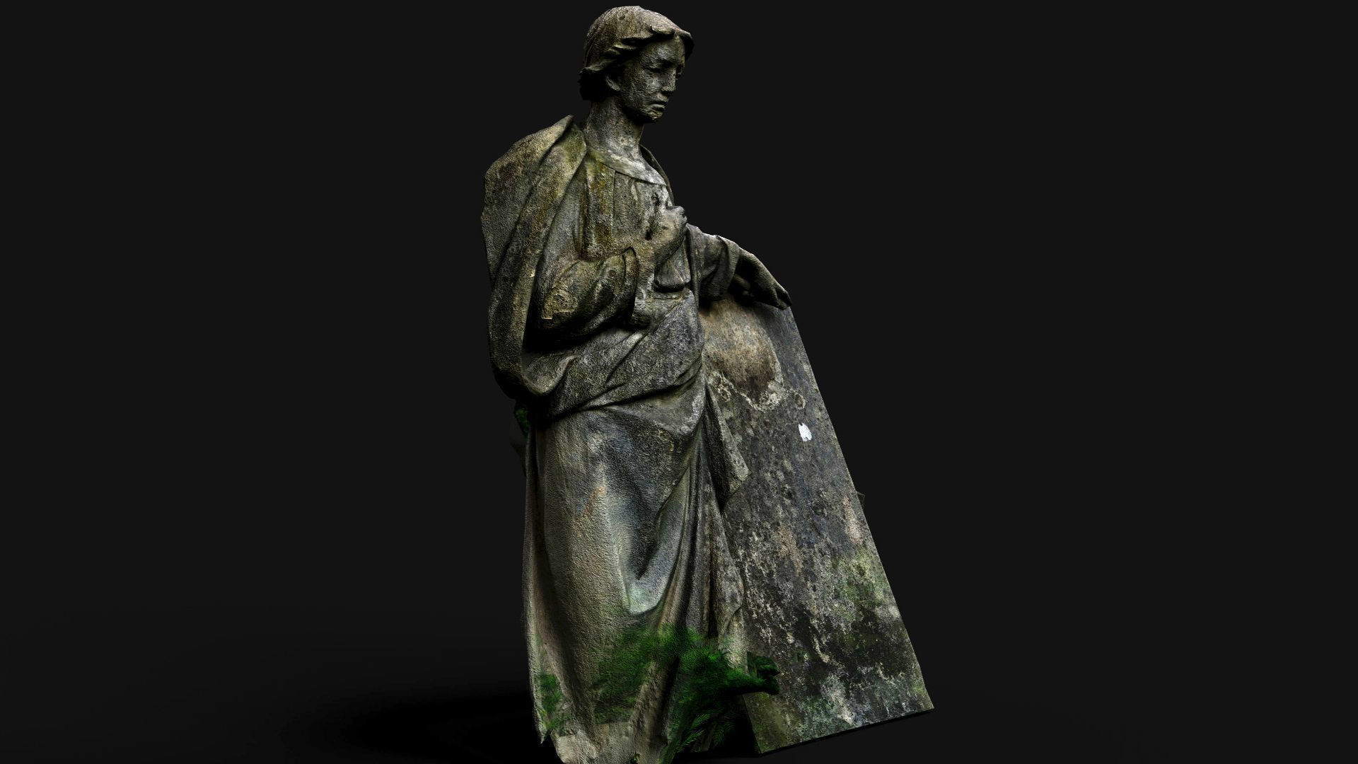 cemetery figure mossy tomb graveyard PBR photogrammetry Low-poly 3D model_3